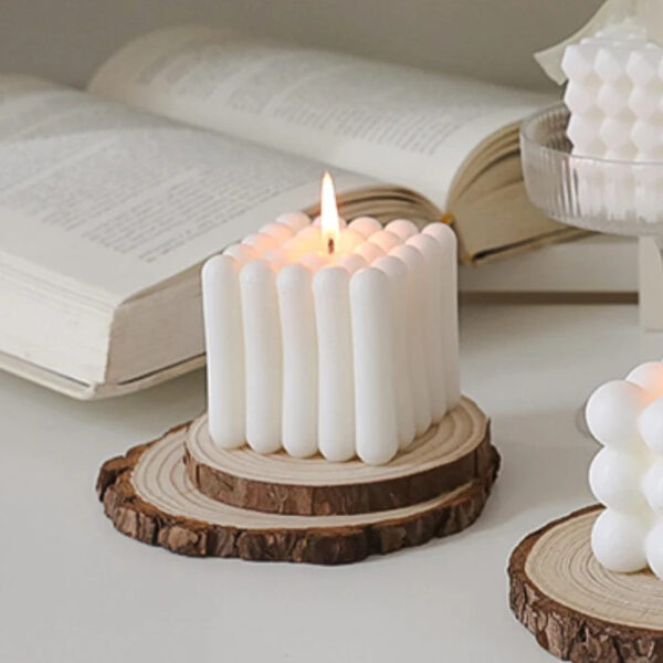 طقم كوستر ميني للأكواب والشموع وقطع الديكور 6 قطع من الخشب