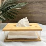 ⁦علبة مناديل شيك لغرف النوم والليفنج والمكتب من الاكليريك والخشب⁩ - الصورة ⁦2⁩