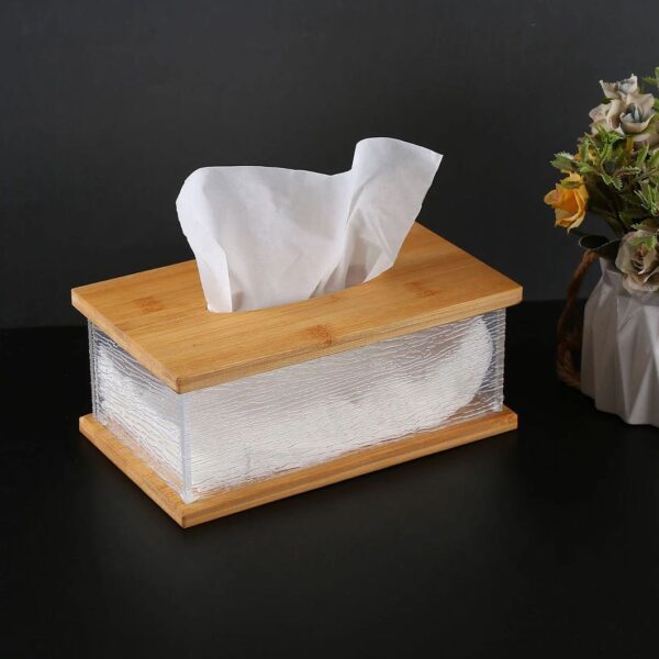 علبة مناديل شيك لغرف النوم والليفنج والمكتب من الاكليريك والخشب