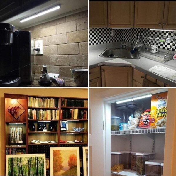 كشاف ليد سينسور 28 لمبة لإضاءة دواليب المطبخ والدريسنج قابل للشحن بلزق دبل فيس