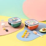 ⁦لانش بوكس 2 دور بغطاء محكم الغلق ومعلقة لسهولة تناول الطعام للدراسة والعمل⁩ - الصورة ⁦4⁩