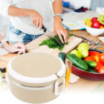 لانش بوكس بحلة استانليس ستيل بغطاء محكم الغلق ومعلقة لسهولة تناول الطعام خارج المنزل بيد