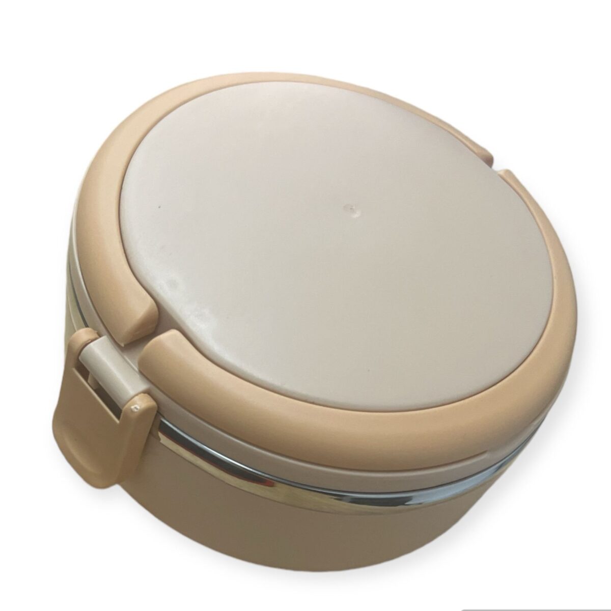 ⁦لانش بوكس بحلة استانليس ستيل بغطاء محكم الغلق ومعلقة لسهولة تناول الطعام خارج المنزل بيد⁩ - الصورة ⁦3⁩