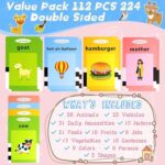 ⁦لعبة البطاقات الناطقة باللغة الانجليزية والعربية  ب 112 بطاقة مع 224 كلمة للأطفال⁩ - الصورة ⁦9⁩