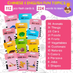 ⁦لعبة البطاقات الناطقة باللغة الانجليزية والعربية  ب 112 بطاقة مع 224 كلمة للأطفال⁩ - الصورة ⁦6⁩