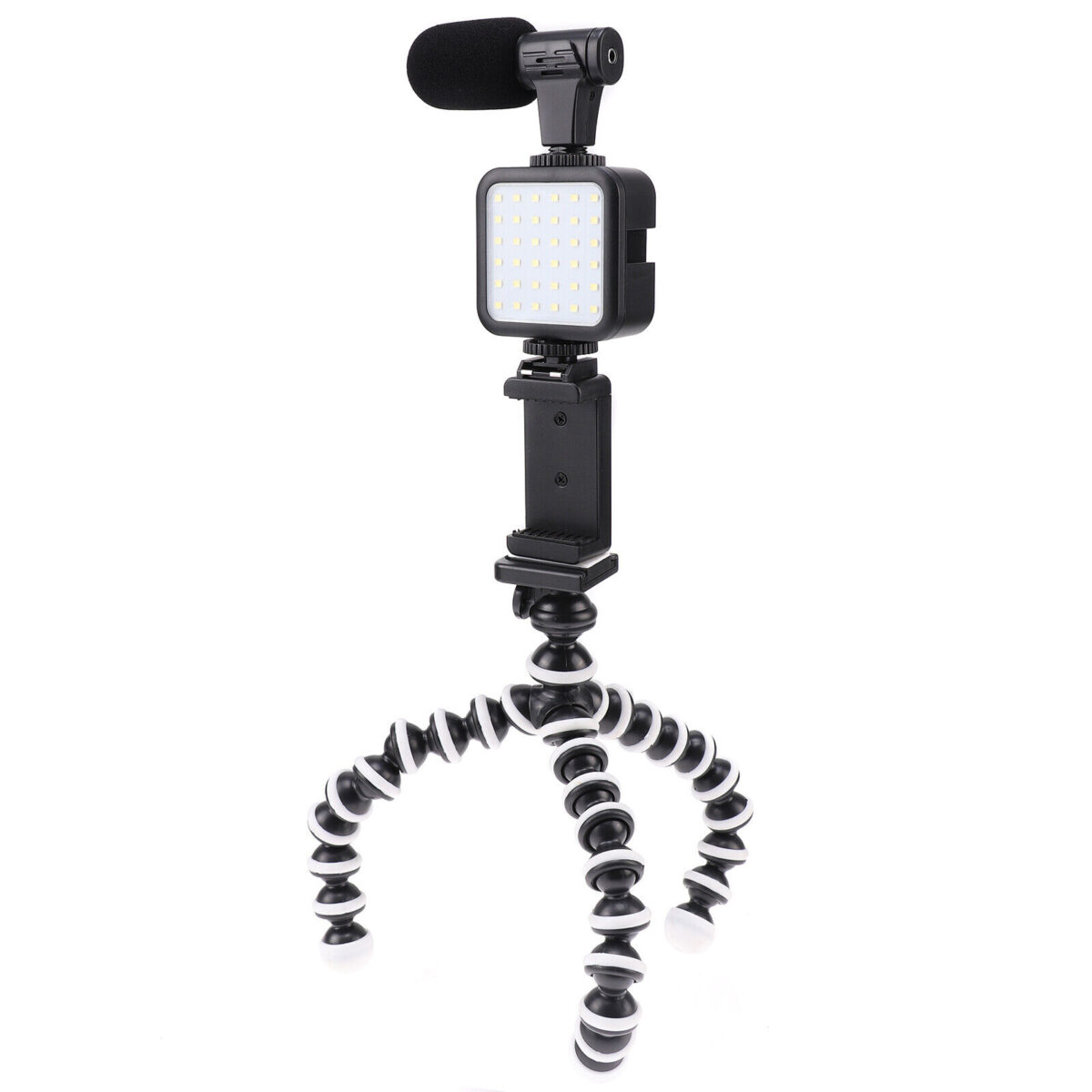 ⁦مجموعة تصوير احترافية ترايبود مع حامل للموبايل وكشاف اضاءه ليد وميكروفون بريموت كنترول للتصوير عن بعد⁩ - الصورة ⁦2⁩