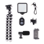 ⁦مجموعة تصوير احترافية ترايبود مع حامل للموبايل وكشاف اضاءه ليد وميكروفون بريموت كنترول للتصوير عن بعد⁩ - الصورة ⁦6⁩