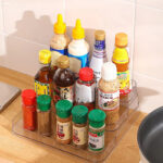 ⁦منظم اكليريك متدرج 3 دور لحمل وتنظيم زجاجات الزيت وبرطمانات التوابل وادوات الميكب والعناية بالشعر والبشرة⁩ - الصورة ⁦3⁩