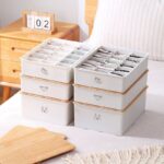 ⁦منظم مقسم 10 خانات للملابس الداخلية والشرابات وربطات العنق من البلاستيك بغطاء خشب⁩ - الصورة ⁦4⁩