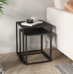 ⁦طقم ترابيزات قطعتين بمقاسات مختلفة قابل للتكديس للريسبشن والدريسنج والمكتب من المعدن⁩ - الصورة ⁦3⁩