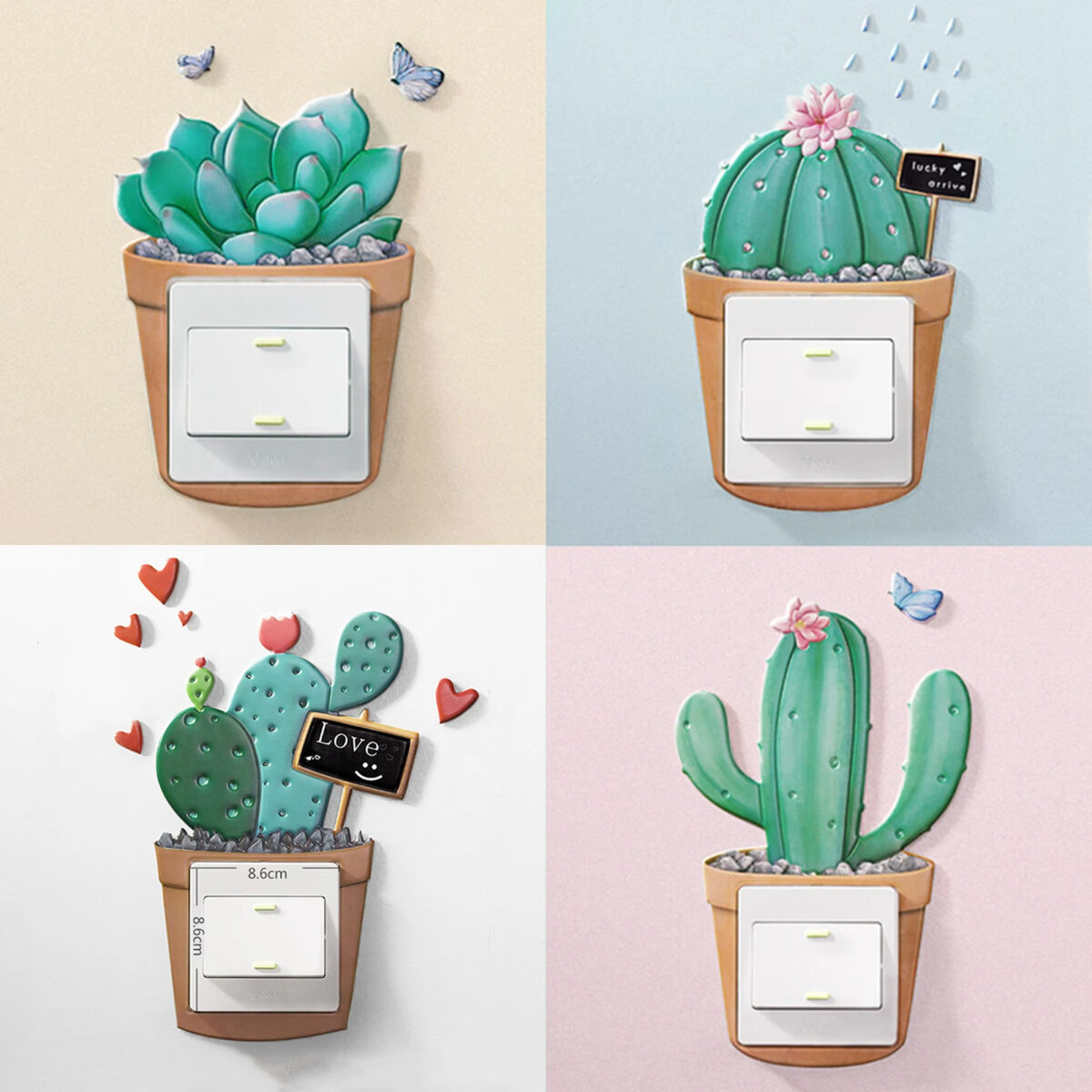 ⁦استيكر ثري دي لتزيين مفاتيح الكهرباء باشكال كرتونية مختلفة⁩ - الصورة ⁦2⁩