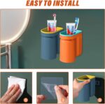 ⁦حامل  فرش ومعجون الاسنان بفتحات للتصفية يعلق علي الحائط بلصق دبل فيس⁩ - الصورة ⁦4⁩