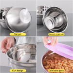 طقم علب ثلاجة ستانلس ستيل لحفظ الطعام 5 قطع بمقاسات مختلفة بغطاء محكم الغلق - الصورة 5