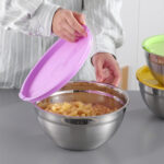 طقم علب ثلاجة ستانلس ستيل لحفظ الطعام 5 قطع بمقاسات مختلفة بغطاء محكم الغلق - الصورة 8