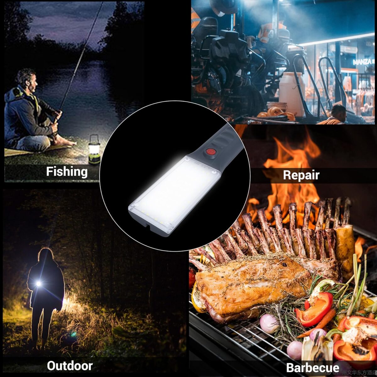 ⁦كشاف ليد طوارئ يو اس بي ب 3 درجات اضاءة مختلفة قابل لاعادة الشحن بهوك للتعليق للسفر والتخييم⁩ - الصورة ⁦2⁩