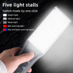 ⁦كشاف ليد طوارئ يو اس بي ب 3 درجات اضاءة مختلفة قابل لاعادة الشحن بهوك للتعليق للسفر والتخييم⁩ - الصورة ⁦4⁩