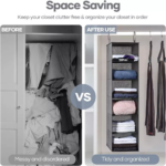 ⁦منظم دولاب 5 دور قابل للفصل الي جزئين لتخزين الملابس مزود بهوك لسهولة التعليق⁩ - الصورة ⁦3⁩