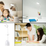 ⁦اباجورة مكتب تاتش 3 في 1 مزودة بمروحة ومقلمة تعمل بالشحن بيو اس بي⁩ - الصورة ⁦2⁩