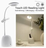 ⁦اباجورة مكتب تاتش 3 في 1 مزودة بمروحة ومقلمة تعمل بالشحن بيو اس بي⁩ - الصورة ⁦7⁩