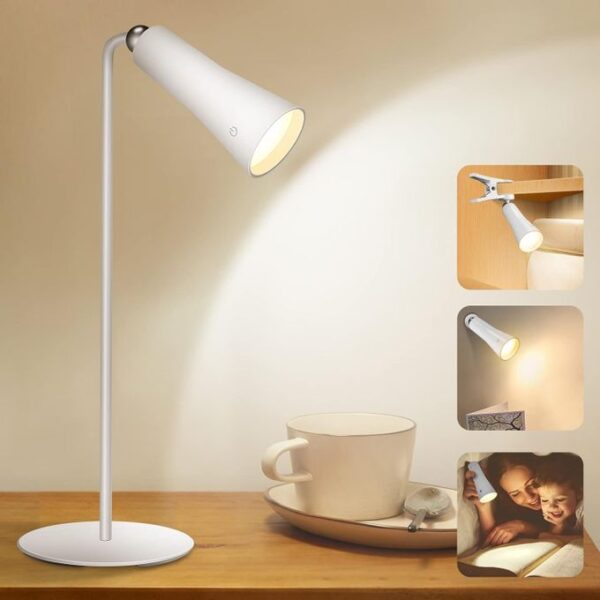 اباجورة مكتب تاتش 4 في 1 برأس مغناطيسية مع اضاءة بيضاء قابل للشحن