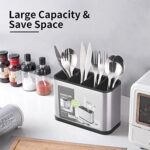 ⁦حامل ومصفاة للمعالق والشوك والسكاكين بقاعدة قابلة للفك لتصفية المياة⁩ - الصورة ⁦5⁩