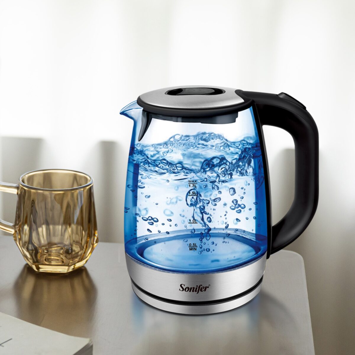 ⁦SF-2078 كاتيل مياه كهربائي سونيفر 1.7 لتر بأضاءة ليد 2000 واط⁩ - الصورة ⁦1⁩