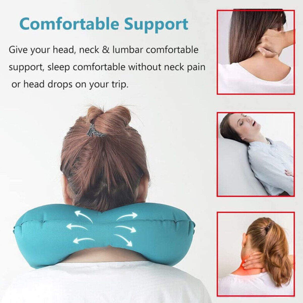 ⁦مخده رقبه قابله للنفخ بسهوله مناسبة للسفر والخروجات⁩ - الصورة ⁦5⁩