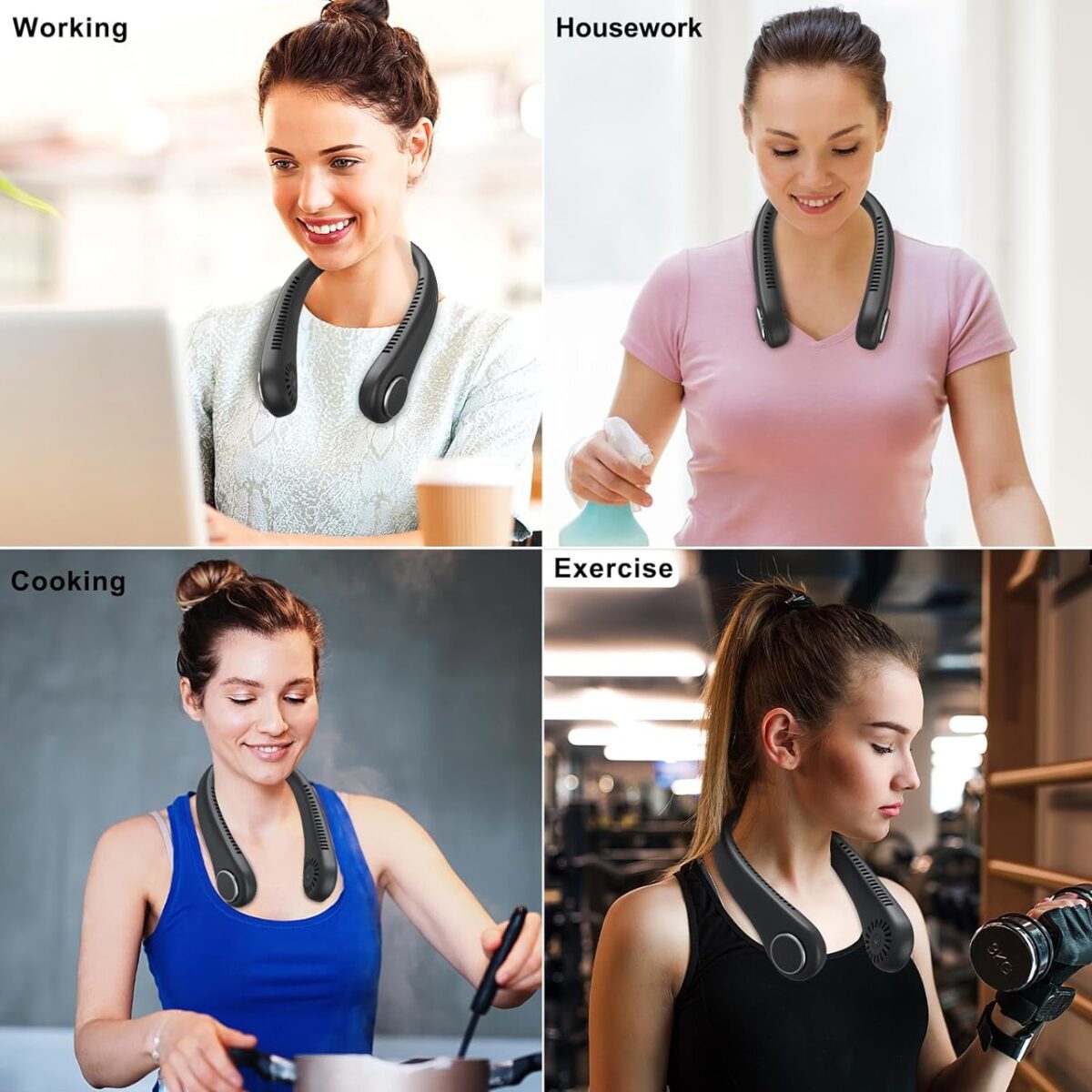 ⁦مروحة رقبة محمولة للتبريد مع 3 سرعات مختلفة قابلة لاعادة الشحن⁩ - الصورة ⁦7⁩