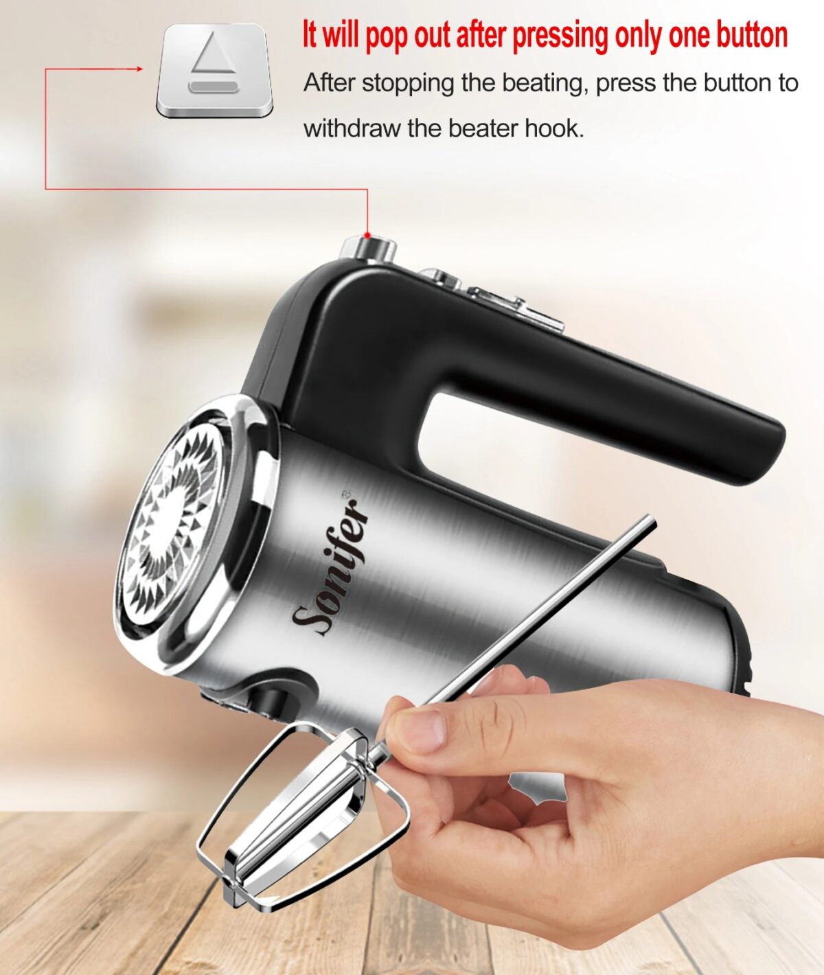 ⁦SF-7002 مضرب كهربائي 5 سرعات مختلفة من سونيفر - 300 واط⁩ - الصورة ⁦7⁩