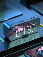 منبة وراديو بشاشة ليد ديجيتال مع خاصية عرض درجة الحرارة بوصلة يو اس بي