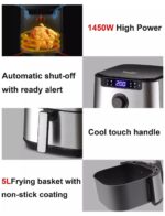 ⁦SF-1013 قلاية هوائية سونيفر 5 لتر مع شاشة تاتش ديجيتال - 1450 وات⁩ - الصورة ⁦5⁩