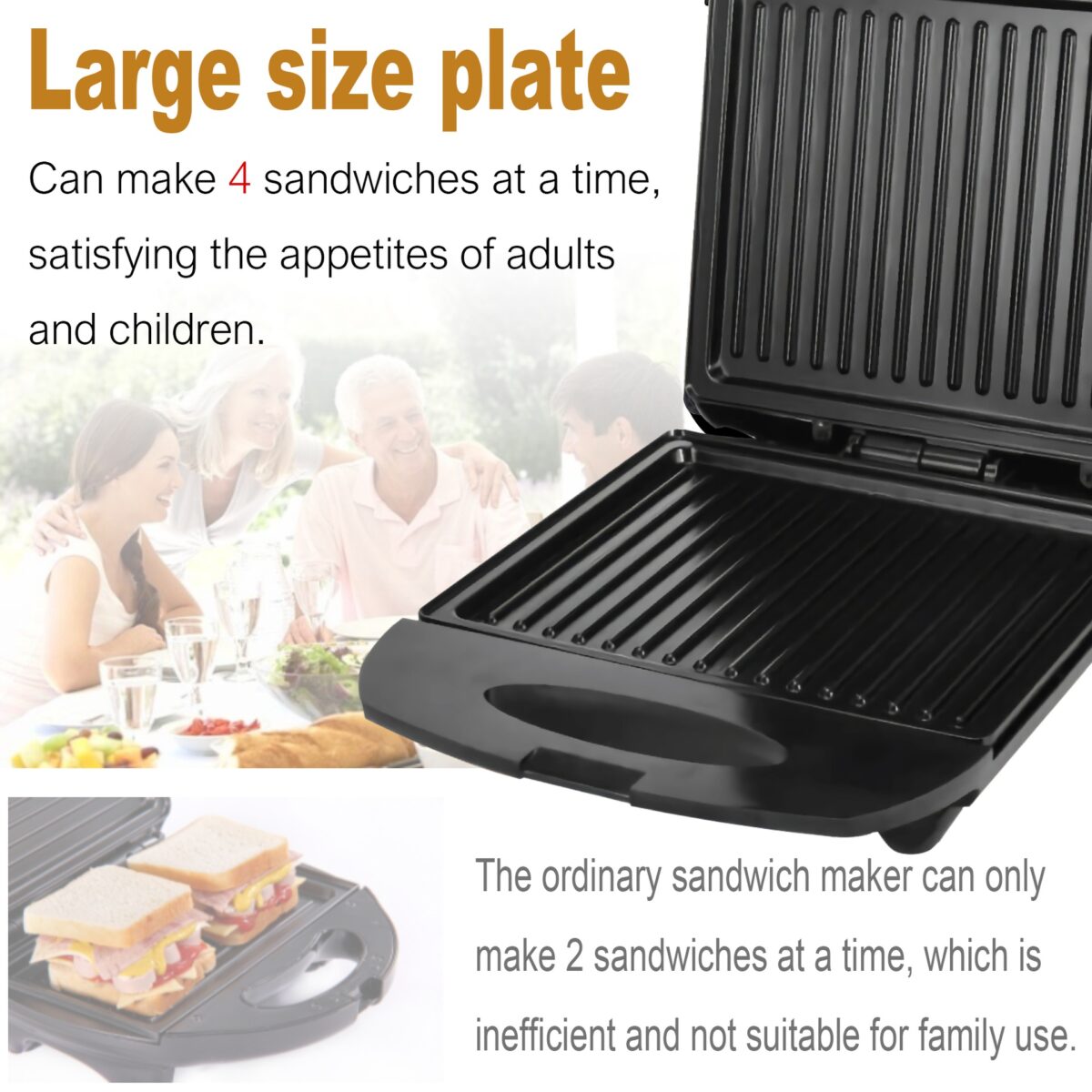 ⁦SF-6054 ماكينة وافل كهربائية 7*1 من سونيفر700- 800 واط⁩ - الصورة ⁦3⁩