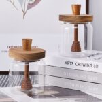 ⁦برطمان زجاج 300 ملي  للعسل بغطاء خشبي محكم الغلق⁩ - الصورة ⁦3⁩