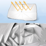 ⁦شماسة سيارة بفتحة على المرآة لتثبيتها بسهولة بنسبة عزل للحرارة 90٪ لحماية السيارة من اشعة الشمس قابل للطي⁩ - الصورة ⁦9⁩