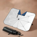 ⁦شماسة سيارة بفتحة على المرآة لتثبيتها بسهولة بنسبة عزل للحرارة 90٪ لحماية السيارة من اشعة الشمس قابل للطي⁩ - الصورة ⁦10⁩