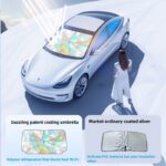 ⁦شماسة سيارة ليزر بنسبة عزل للحرارة 100٪ عاكسة لاشعة الشمس ومانعة للحرارة مزودة بفتحة من أعلى لتثبيتها على المرآة بسهولة قابلة للطي⁩ - الصورة ⁦3⁩