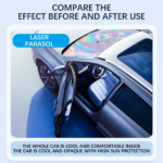 ⁦شماسة سيارة ليزر بنسبة عزل للحرارة 100٪ عاكسة لاشعة الشمس ومانعة للحرارة مزودة بفتحة من أعلى لتثبيتها على المرآة بسهولة قابلة للطي⁩ - الصورة ⁦5⁩