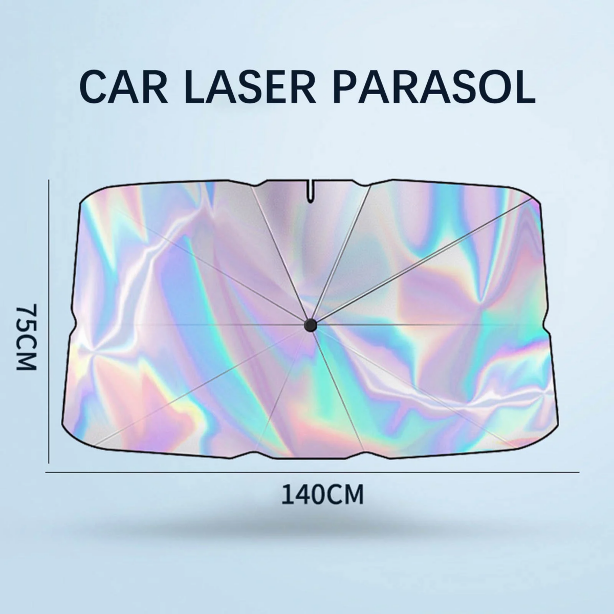 ⁦شماسة سيارة ليزر بنسبة عزل للحرارة 100٪ عاكسة لاشعة الشمس ومانعة للحرارة مزودة بفتحة من أعلى لتثبيتها على المرآة بسهولة قابلة للطي⁩ - الصورة ⁦6⁩