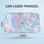 ⁦شماسة سيارة ليزر بنسبة عزل للحرارة 100٪ عاكسة لاشعة الشمس ومانعة للحرارة مزودة بفتحة من أعلى لتثبيتها على المرآة بسهولة قابلة للطي⁩ - الصورة ⁦6⁩