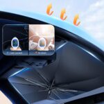 ⁦شماسة سيارة ليزر بنسبة عزل للحرارة 100٪ عاكسة لاشعة الشمس ومانعة للحرارة مزودة بفتحة من أعلى لتثبيتها على المرآة بسهولة قابلة للطي⁩ - الصورة ⁦8⁩