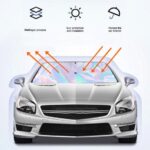⁦شماسة سيارة ليزر بنسبة عزل للحرارة 100٪ عاكسة لاشعة الشمس ومانعة للحرارة مزودة بفتحة من أعلى لتثبيتها على المرآة بسهولة قابلة للطي⁩ - الصورة ⁦9⁩