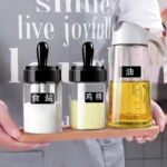 ⁦طقم زياته زجاج قطعتين مع 3 قطع برطمانات توابل للمطبخ⁩ - الصورة ⁦3⁩