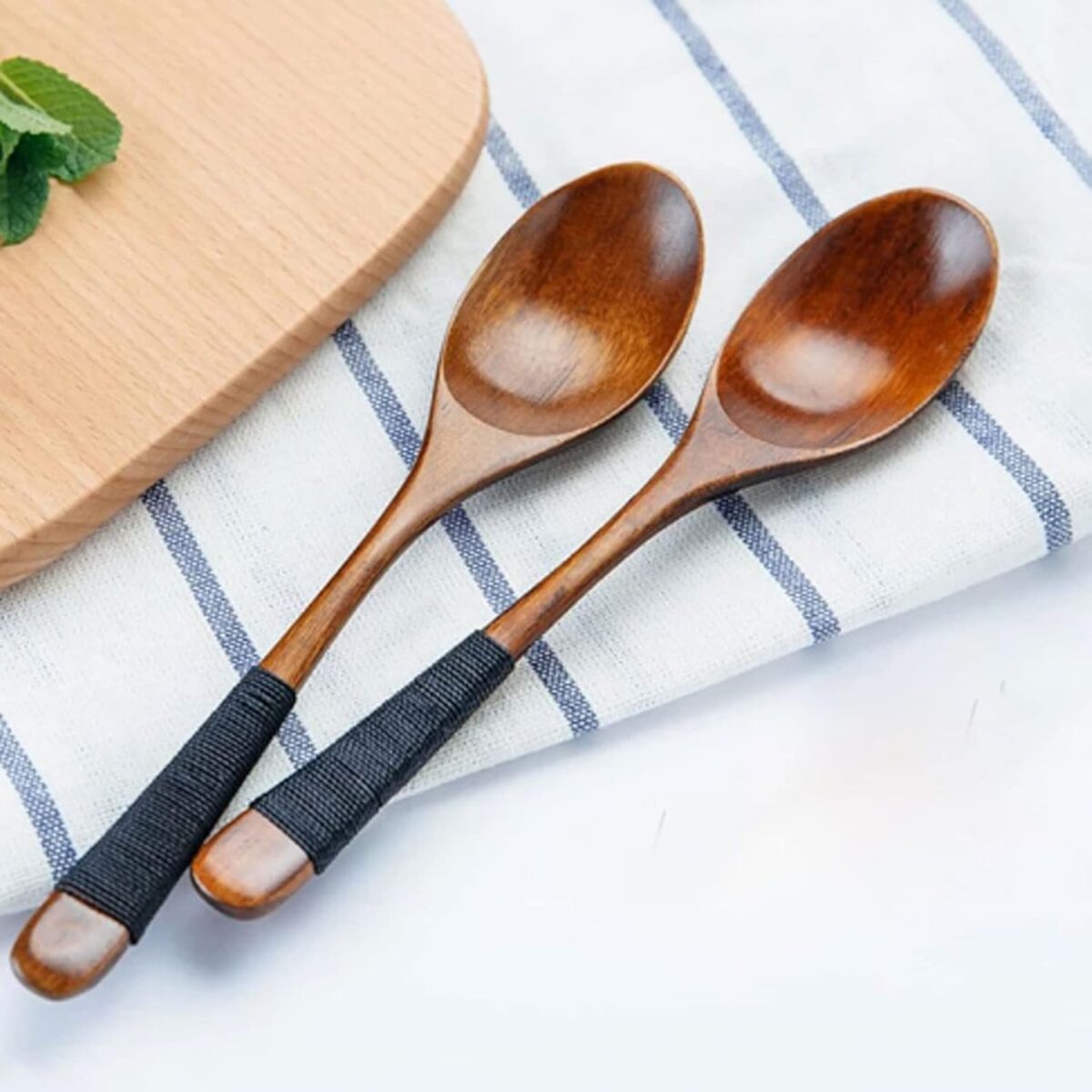 ⁦طقم معالق تقديم خشبية كبيرة 6 قطع⁩ - الصورة ⁦1⁩