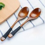 طقم معالق تقديم خشبية كبيرة 6 قطع