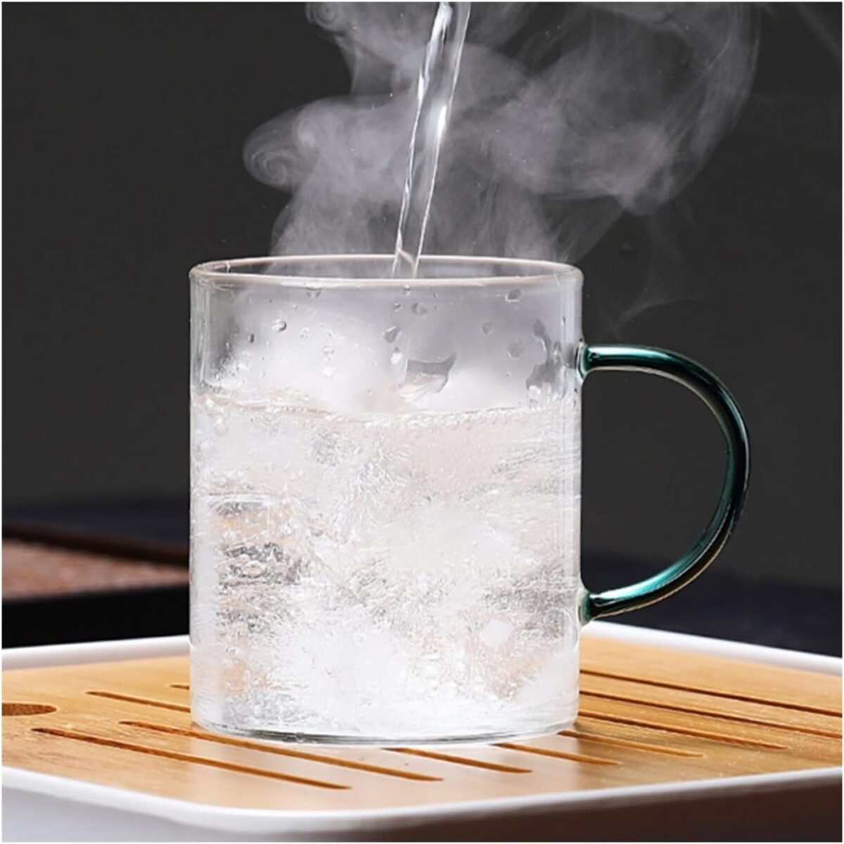 ⁦كوب زجاج بيد الوان للشاي والقهوة واللاتيه 125مللي⁩ - الصورة ⁦5⁩