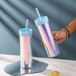 كوب مموج دابل مع شاليموه وغطاء بتصميم عاكس للضوء 480 ملي من الاكليريك