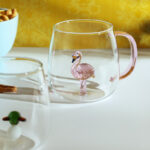 مج زجاج 400 ملي ثري دي بشكل فلامنجو من الداخل مناسب لشرب العصائر والاتية