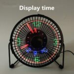 ⁦مروحة ليد مكتب بساعة رقمية تدور 360 درجة تعمل بالشحن⁩ - الصورة ⁦6⁩