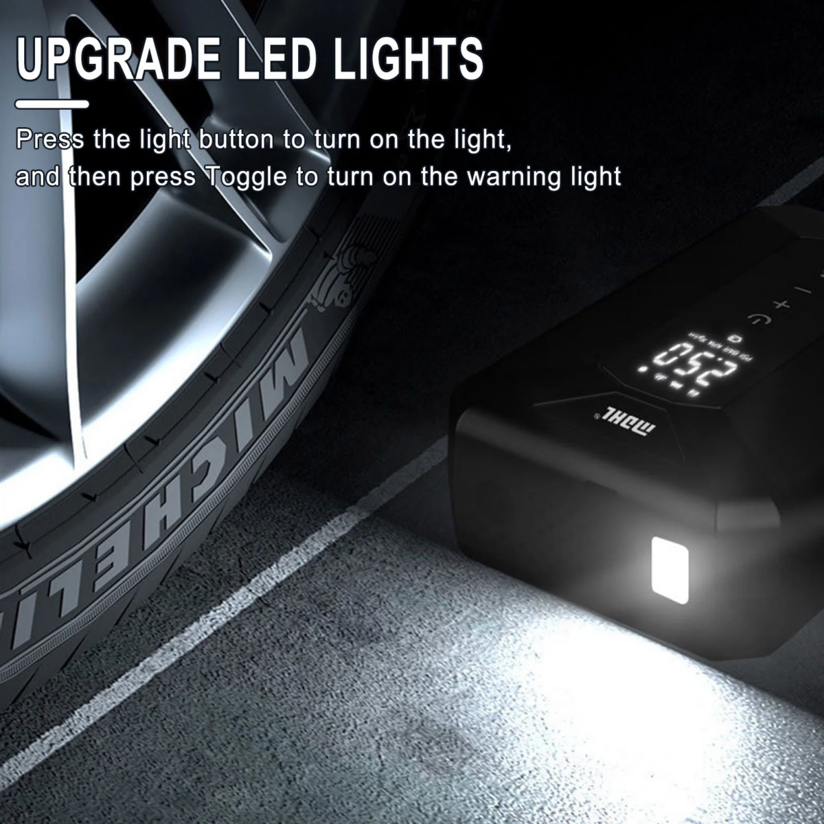 ⁦منفاخ كاوتش سيارة محمول بعداد ديجيتال دقيق ضغط قوي وبكشاف⁩ - الصورة ⁦3⁩