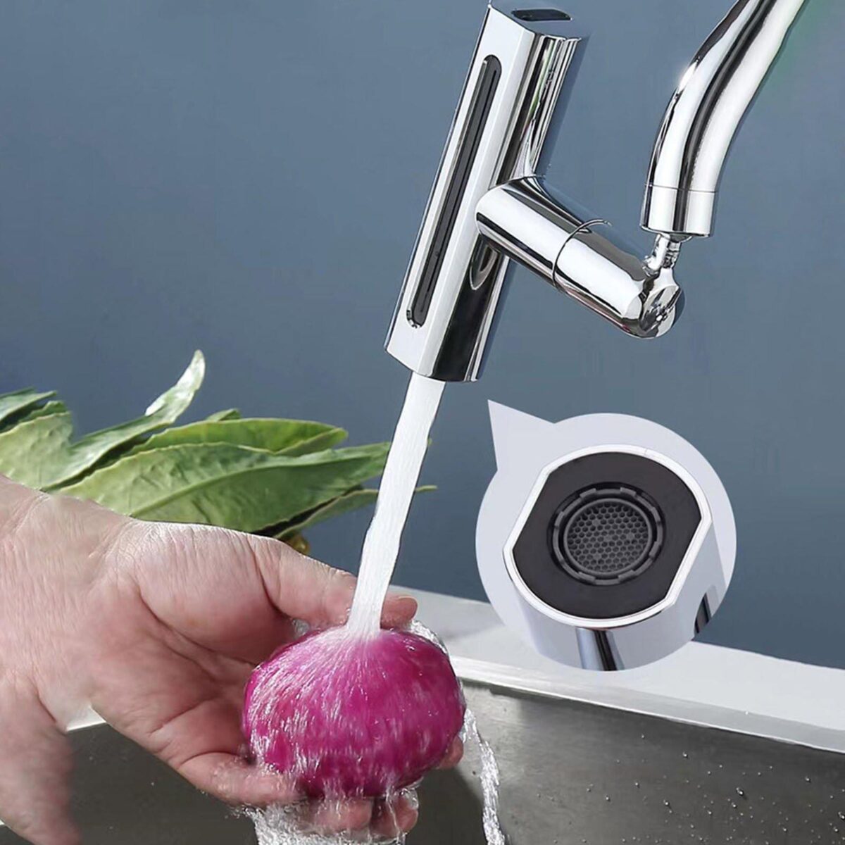 ⁦وصلة حنفية شلال 4 في 1 قابل للسحب والدوران 360 درجة لاحواض المطبخ والحمام⁩ - الصورة ⁦2⁩